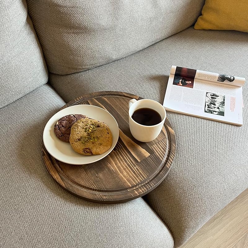 Sofa Tray – Wooden Foldable Sofa Tray Table For Seat Cushion, Perfect for Coffee & Remote Control, Solid Wood Sofa Tray Table, Solid Spruce Couch Table (Vancouver, Large 16")