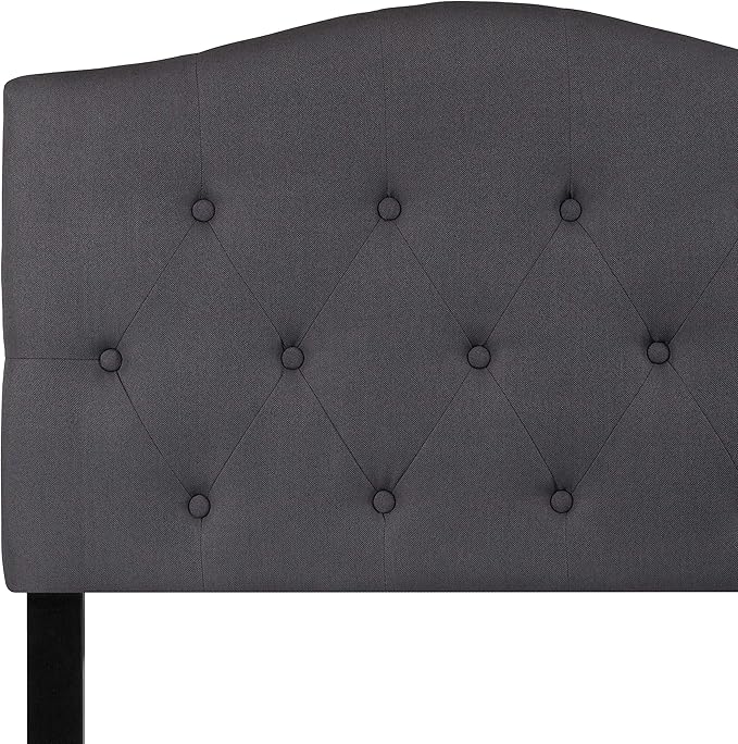 EMMA + OLIVER Twin Size Tufted Upholstered Headboard with Adjustable Metal Bed Rail Slots, Modern Fabric Upholstered Twin Headboard, Dark Gray