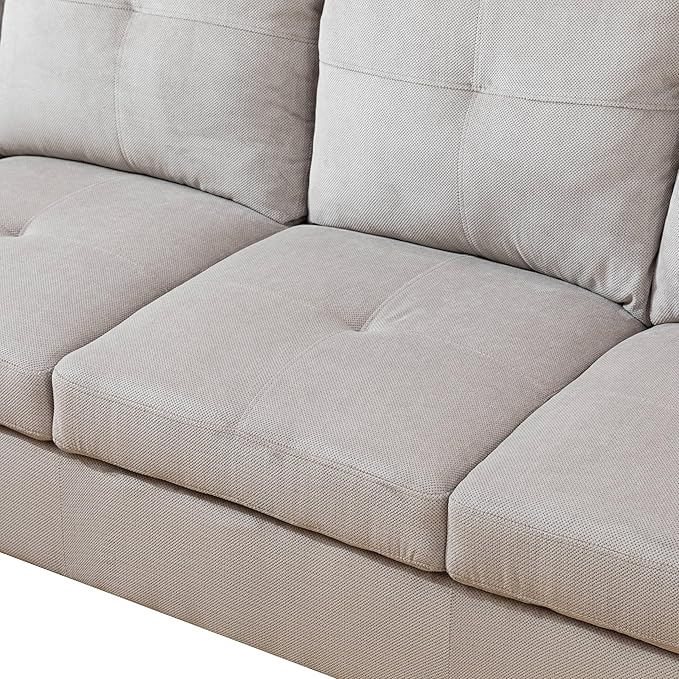 NicBex Sectional Couch 2 Pieces 66.5" L Sofa with Left Chaise Corduroy L Shaped Cloud Couch for Living Room Furniture Sets with Cushion, Modular Sofa for Living Room & Small Apartment, Gray White