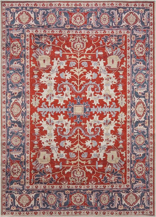 Keen Home Design 6x9 Rug - Machine Washable Area Rug with Non-Slip Backing, Ideal for Living Room, Dining Room, Bedroom - Vintage, Easy Clean, Durable, Low Pile Rug - (6' x 9')