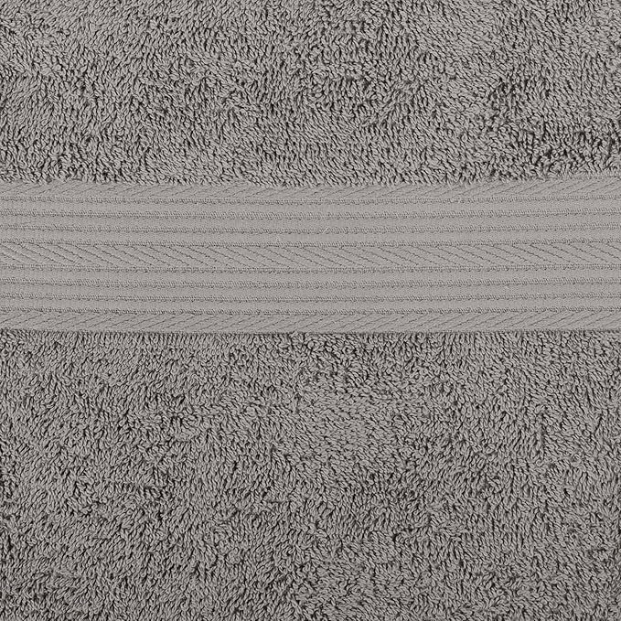 Amazon Basics 6 Piece Oversized Fade resistant Towel set, 100% Cotton towels for bathroom, soft and absorbent, 2 Bath Towels, 2 Hand Towels and 2 Washcloths bathroom towel set, Gray