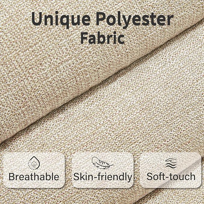 VKNOW Accent Chair with Rubberwood Frame, Mid-Century Modern Upholstered Reading Armchair, High Back Lounge Armchair Living Room Chair for Bedroom Reading Room, Light Brown