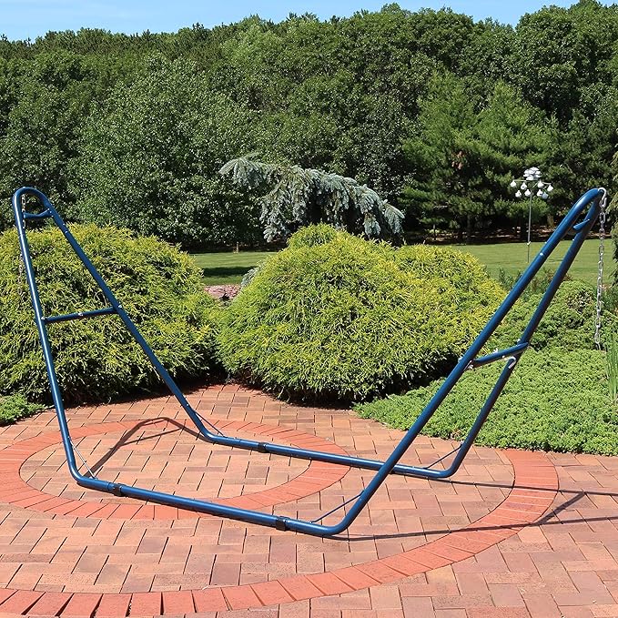 Sunnydaze Universal Double Hammock Stand Only - 550-Pound Capacity - Heavy-Duty Hammock Stand for Outside - Fits 9 to 14 Foot Hammocks - Blue
