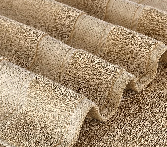 NOVA Luxury Linen - Hotel Quality Turkish Towel Set for Bathroom (2 Pcs Bath Towel Set, Warmsand Beige)