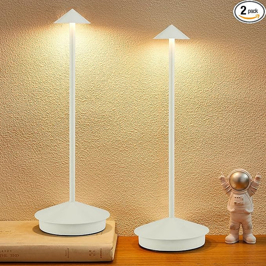 Portable Led Cordless Lamp Table Light 2 Pack, Rechargeable 6000mAh Battery Outdoor Table Lamp for Dinning Restaurant Patio Bedroom Camping, IP54 Waterproof, Dimmable