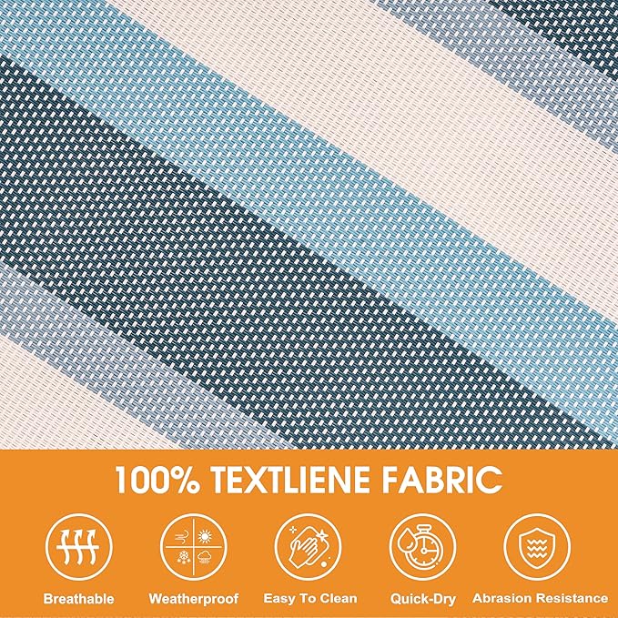 Lazy Daze Hammocks Quick Dry Hammock with Spreader Bar Textliene Fabric Double Outside Hammock with Chains Outdoor Patio Poolside Backyard Beach 450 lbs Capacity, Blue White Stripes