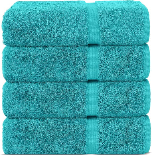 Chakir Turkish Linens | Hotel & Spa Quality 100% Cotton Premium Turkish Towels | Soft & Absorbent (4-Piece Bath Towels, Aqua)