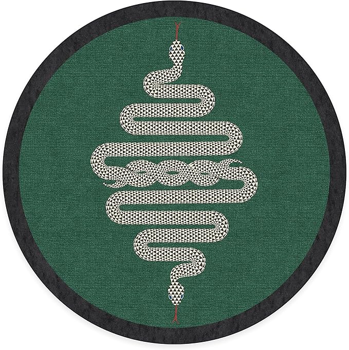 RUGGABLE x Jonathan Adler Machine Washable Modern Area Rug – Venom Emerald 8 ft Round, Stain-Resistant, Non-Slip – Large Rugs for Living Room, Bedroom, Hallway, Entryway & Office–with Cushioned Pad