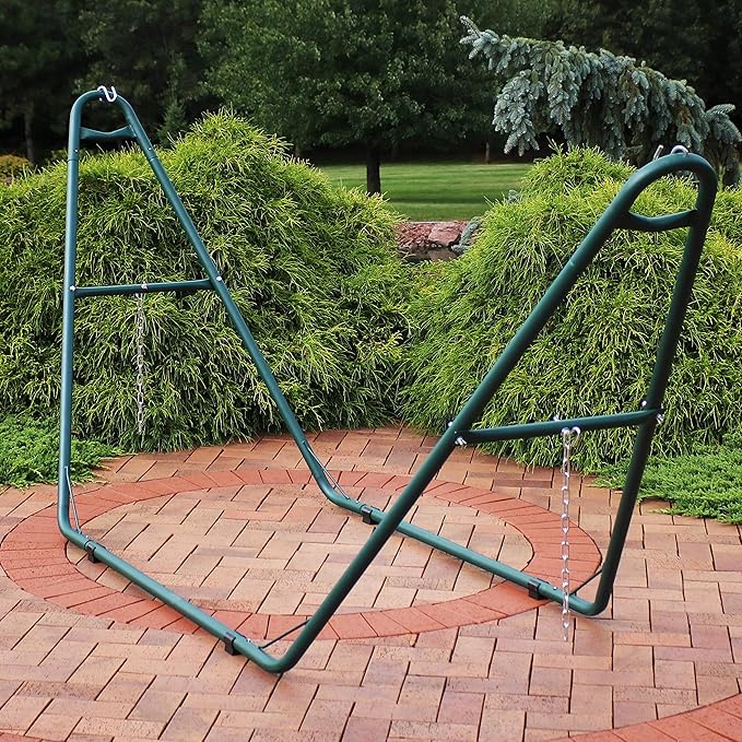 Sunnydaze Universal Double Hammock Stand Only - 550-Pound Capacity - Heavy-Duty Hammock Stand for Outside - Fits 9 to 14 Foot Hammocks - Green