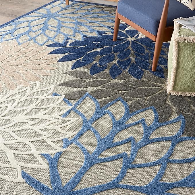 Nourison Home Aloha 7'10" x 10'6" Fabric Indoor/Outdoor Rug in Blue/Multi-Color