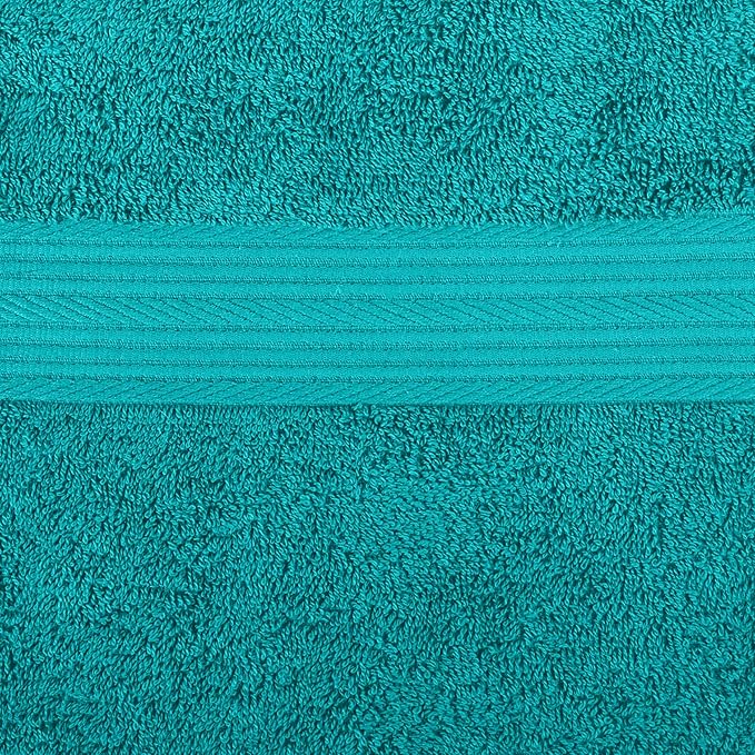 Amazon Basics 6 Piece Oversized Fade resistant Towel set, 100% Cotton towels for bathroom, soft and absorbent, 2 Bath Towels, 2 Hand Towels and 2 Washcloths bathroom towel set, Teal