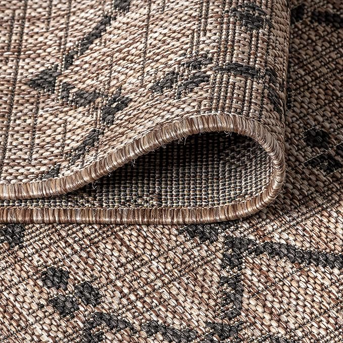 JONATHAN Y SMB108D-3R Ourika Moroccan Geometric Textured Weave Indoor/Outdoor Area Rug, Bohemian, Scandinavian for Bedroom, Kitchen, Living Room, Easy-Cleaning, Natural/Black, 3' Round