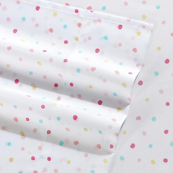 Laura Ashley Kids - Queen Sheet Set, Soft & Wrinkle-Resistant Toddler Bedding Set, Fun & Whimsical Bedroom Decor, Ideal Girl Room Essentials, Bed Sheets with Matching Pillowcases (Confetti Pink)
