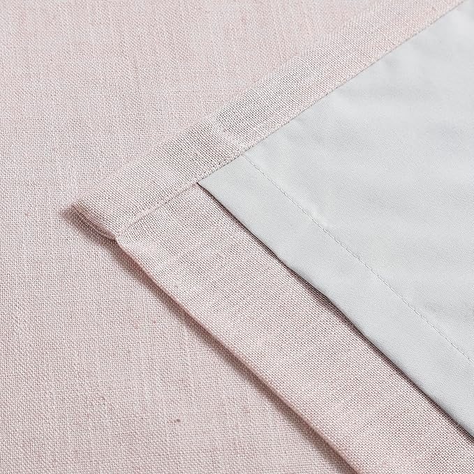 Vision Home Soft Pink Pinch Pleated Full Blackout Curtains Linen Blended Room Darkening Window Curtains 72 inch for Living Room Bedroom Thermal Insulated Pinch Pleat Drapes with Hooks 60" Wx72 Lx1