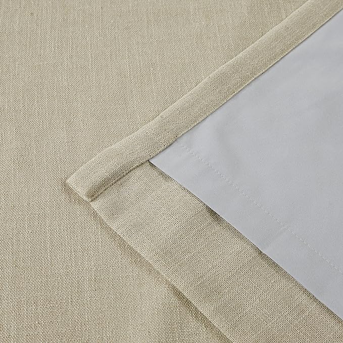 Vision Home Sand Pinch Pleated Full Blackout Curtains Linen Blended Room Darkening Window Curtains 95 inch for Living Room Bedroom Thermal Insulated Pinch Pleat Drapes with Hooks 2 Panel 40" Wx95 L