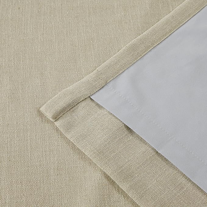 Vision Home Sand Pinch Pleated Full Blackout Curtains Linen Blended Room Darkening Window Curtains 84 inch for Living Room Bedroom Thermal Insulated Pinch Pleat Drapes with Hooks 2 Panel 40" Wx84 L