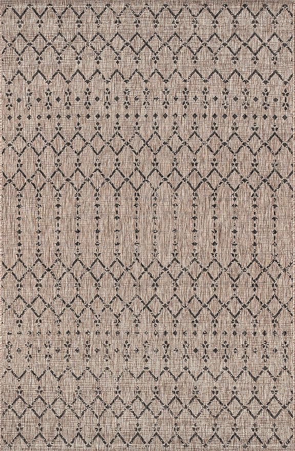 JONATHAN Y Moroccan Geometric Indoor Outdoor Area Rug 9X12 Natural/Black, Ourika Textured Weave for Backyard, Patio, Porch, Easy-Cleaning, High Traffic, Pet-Friendly, Non-Shedding (SMB108D-9)
