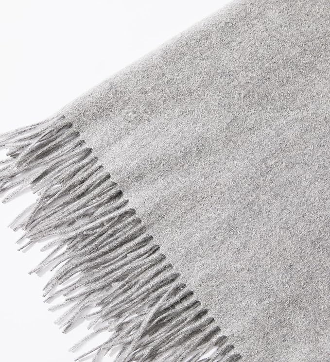 State Cashmere Home Throw Blanket with Decorative Fringe 100% Pure Cashmere Ultra Soft Accent Blanket for Couch, Sofa & Bed (Pale Charcoal, 60"x50")