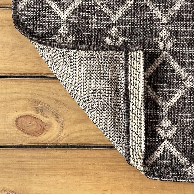 JONATHAN Y Moroccan Geometric Indoor Outdoor Area Rug 10X14 Black/Gray, Ourika Textured Weave for Backyard, Patio, Porch, Easy-Cleaning, High Traffic, Pet-Friendly, Non-Shedding (SMB108F-14)