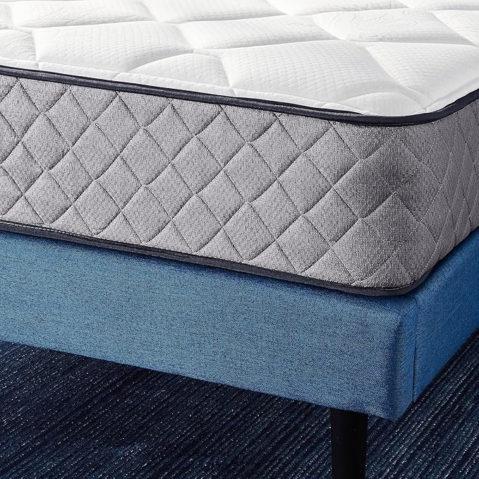 Amazon Basics Memory Foam Mattress, Twin Size Mattress, Hybrid, 10-Inch, Medium Feel, Motion Isolation Springs, White/Gray