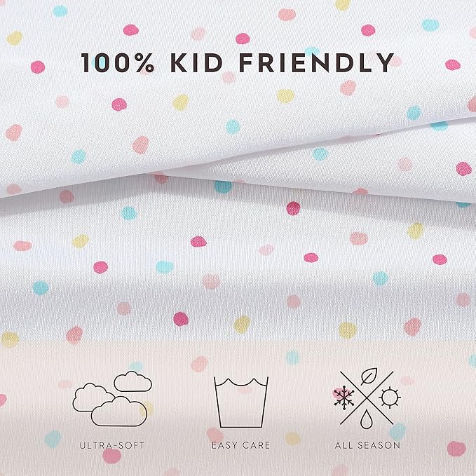 Laura Ashley Kids - Twin XL Sheet Set, Soft & Wrinkle-Resistant Toddler Bedding Set, Deep Pockets, Girl Bed Sheets with Matching Fitted Sheet & Pillowcase (Confetti Pink)