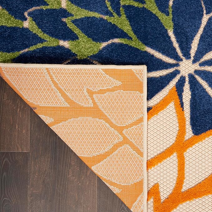 Nourison Aloha Indoor/Outdoor Multicolor 7' x 10' Area Rug, Easy Cleaning, Non Shedding, Bed Room, Living Room, Dining Room, Deck, Backyard, Patio (7x10)