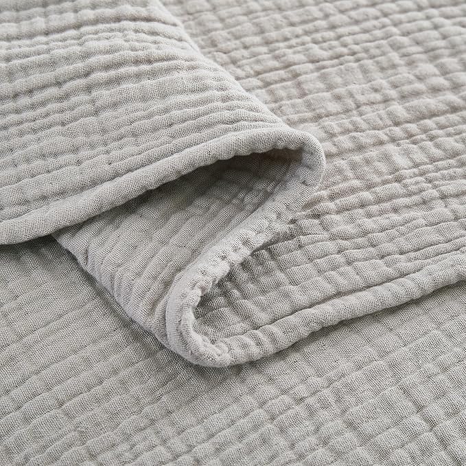 100% Cotton Muslin King Blanket (108" x 90") – A Luxuriously Soft, 4-Layer Lightweight and Breathable Gauze Blanket, Perfect for Year-Round use on beds, couches (Grey, King)