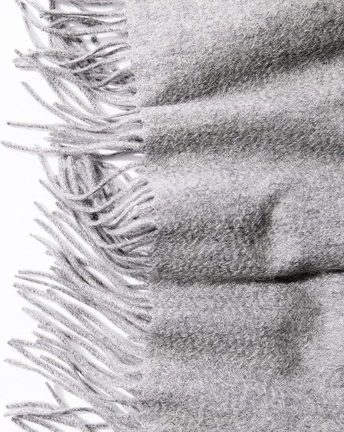 State Cashmere Home Throw Blanket with Decorative Fringe 100% Pure Cashmere Ultra Soft Accent Blanket for Couch, Sofa & Bed (Pale Charcoal, 60"x50")