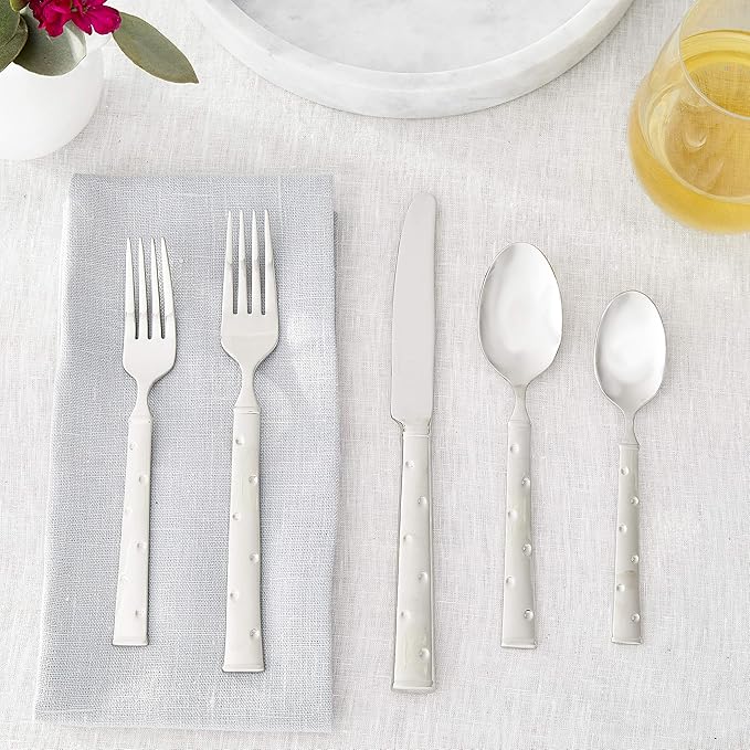 Kate Spade New York Larabee Dot 5-piece Flatware Set, 0.9 LB, Metallic