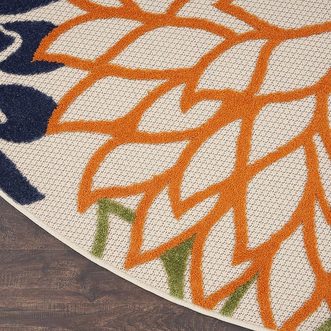 Nourison Home Aloha 10' x Round Multicolor Fabric Tropical Area Rug (10' Round)