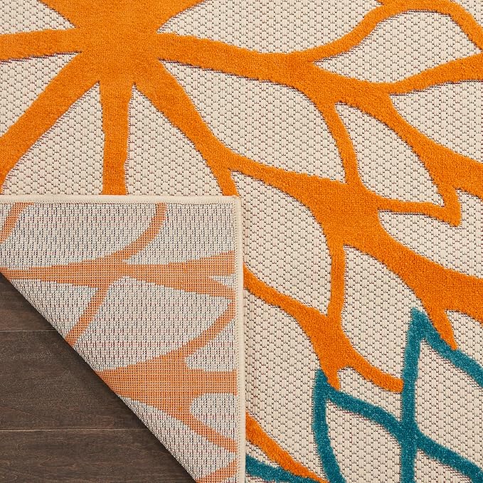 Nourison Aloha Indoor/Outdoor Green 9' x 12' Area Rug, Tropical, Botanical, Easy Cleaning, Non Shedding, Bed Room, Living Room, Dining Room, Deck, Backyard, Patio (9x12)