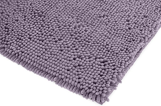 Amazon Basics Non-Slip Microfiber Absorbent Plush Shag Bathroom Rug Mat, 21" x 34", Lavender