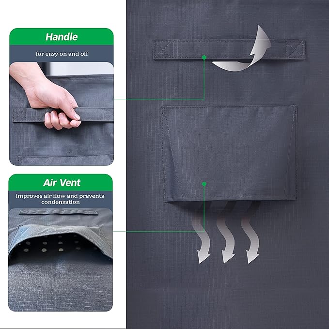 F&J Outdoors Patio Furniture Covers Waterproof UV Resistant Rip-stop Fabric Outdoor Furniture Cover, Grey, 100"Wx100"Dx27.5"H