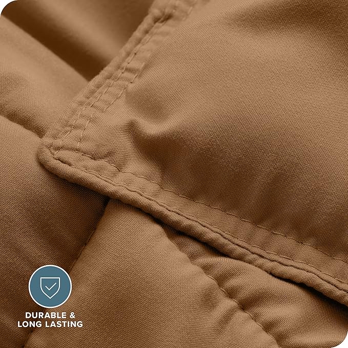 Bare Home Comforter Set - Queen Size - Ultra-Soft - Goose Down Alternative - Premium 1800 Series - All Season Warmth (Queen, Caramel)