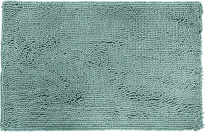 Amazon Basics Bathroom Rugs, Extra Soft Absorbent Shag Bath Rugs, Non-Slip, Quick Drying, Machine Washable, Plush Comfort for Bathroom Floor, Tub and Shower, 21" x 34", Seafoam Green