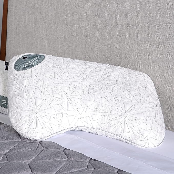 Bedgear Storm Cuddle Curve Performance Pillow - Size 0.0 - Cooling Bed Pillow for Side Sleepers - Medium Firmness- Washable and Removable Cover - 20" W x 26" L