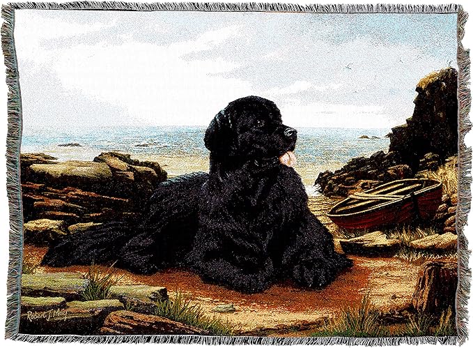 Pure Country Weavers Newfoundland Dog Woven Blanket by Robert May - Gift Cotton Tapestry Throw - Made in The USA - 72" x 54"