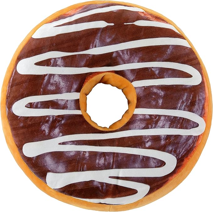Cheer Collection Round Donut Pillow | 2-in-1 Reversible Super Soft Microplush Doughnut Pillow - Chocolate Glaze, Rainbow Sprinkles