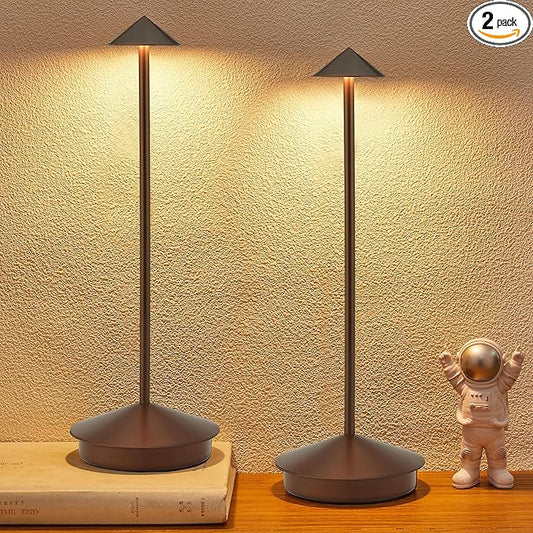Portable Led Cordless Lamp Table Light 2 Pack, Rechargeable 6000mAh Battery Outdoor Table Lamp for Dinning Restaurant Patio Bedroom Camping, IP54 Waterproof, Dimmable