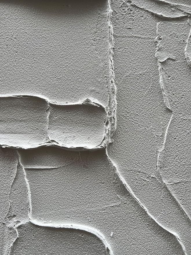 Art Hand-Painted Thick Texture White Minimalist Oil Painting Home Wall Decorative Art 40x28 inch