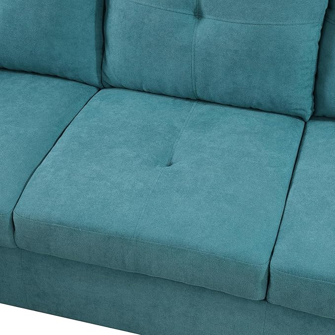 NicBex Sectional Couch 2 Pieces 66.5" L Sofa with Left Chaise Flannel L Shaped Cloud Couch for Living Room Furniture Sets with Cushion, Modular Sofa for Living Room & Small Apartment, Teal Blue