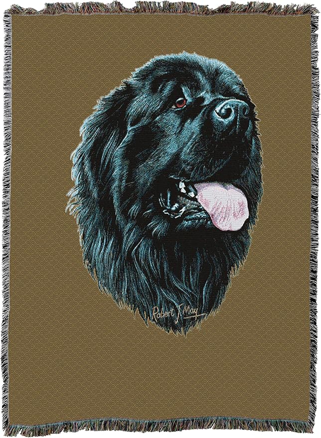 Pure Country Weavers Newfoundland Dog Woven Blanket Sand by Robert May - Gift Cotton Tapestry Throw - Made in The USA - 72" x 54"