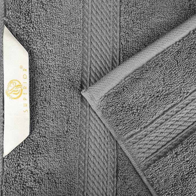 SUPERIOR Egyptian Cotton Pile 9 Piece Towel Set, Includes 3 Bath, 3 Hand, 3 Face Towels/Washcloths, Ultra Soft Luxury Towels, Thick Plush Essentials, Guest Bath, Spa, Hotel Bathroom, Charcoal