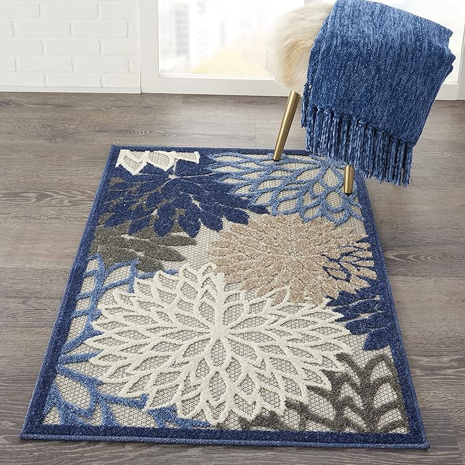 Nourison Aloha 2'8" x 4' Blue/Multicolor Outdoor Indoor/Outdoor Rug