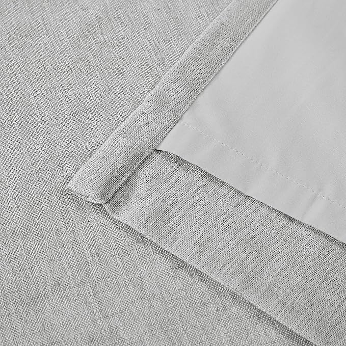 Vision Home Light Gray Pinch Pleated Full Blackout Curtains Linen Blended 60" Wide Thermal Insulated Window Panels for Bedroom Living Room Darkening Pinch Pleat Drapes with Hooks Back Tab 60"Wx72"Lx1