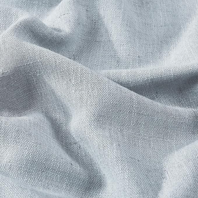 Vision Home Blue Gray Pinch Pleated Full Blackout Curtains Linen Blended Room Darkening Window Curtains 112 inch for Living Room Bedroom Thermal Insulated Pinch Pleat Drapes with Hooks 40" Wx112 Lx2