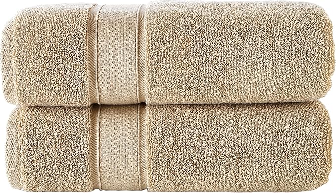 NOVA Luxury Linen - Hotel Quality Turkish Towel Set for Bathroom (2 Pcs Bath Towel Set, Warmsand Beige)