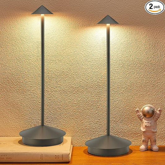 Portable Led Cordless Lamp Table Light 2 Pack, Rechargeable 6000mAh Battery Outdoor Table Lamp for Dinning Restaurant Patio Bedroom Camping, IP54 Waterproof, Dimmable