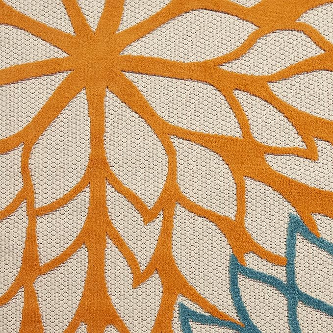 Nourison Home Aloha 5' x Square Green Fabric Tropical Area Rug (5' Square)