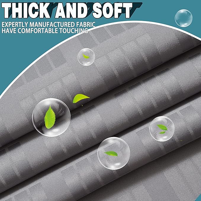 Conbo Mio No Hook Shower Curtain with Snap in Liner Set, Hotel Luxury Grey Shower Curtains for Bathroom with See Through Top Window, Waterproof, Washable 71W x 74H